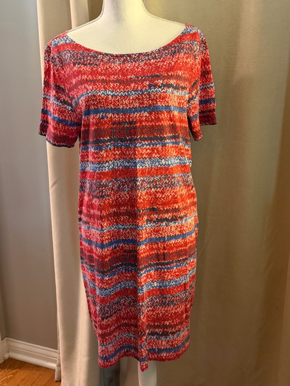 Tory Burch Yarn Print Cotton T-Shirt Dress XL